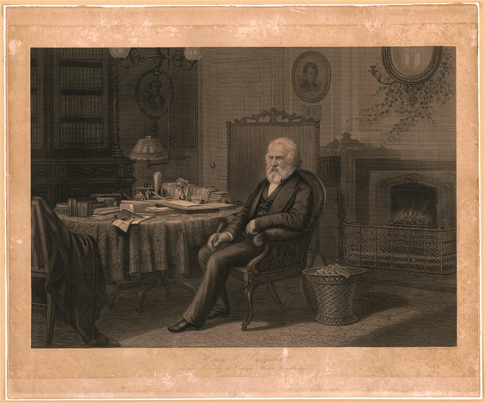 Henry W. Longfellow in his library at Craigie House, Cambridge - drawn & engd. by S. Hollyer, N.Y. LCCN2004669646