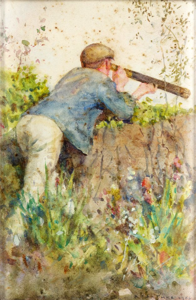 Henry Scott Tuke - Man looking through a telescope