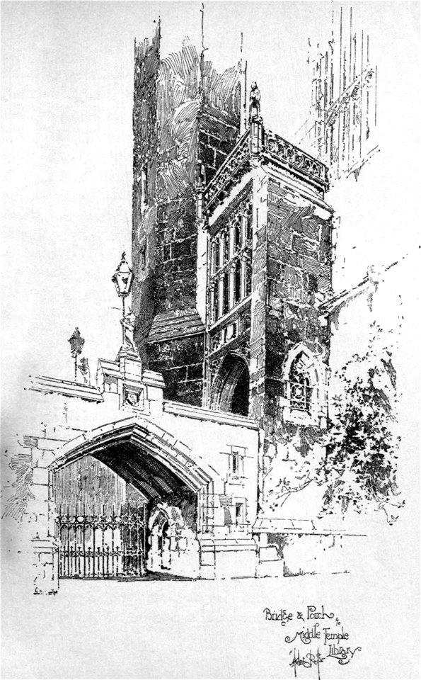Herbert Railton - Bridge and Porch of Middle Temple Library