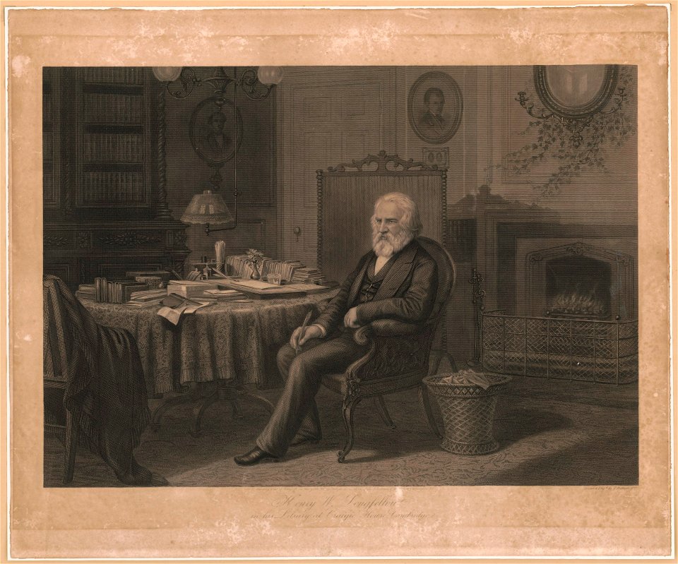 Henry W. Longfellow in his library at Craigie House, Cambridge - drawn & engd. by S. Hollyer, N.Y. LCCN2004669646