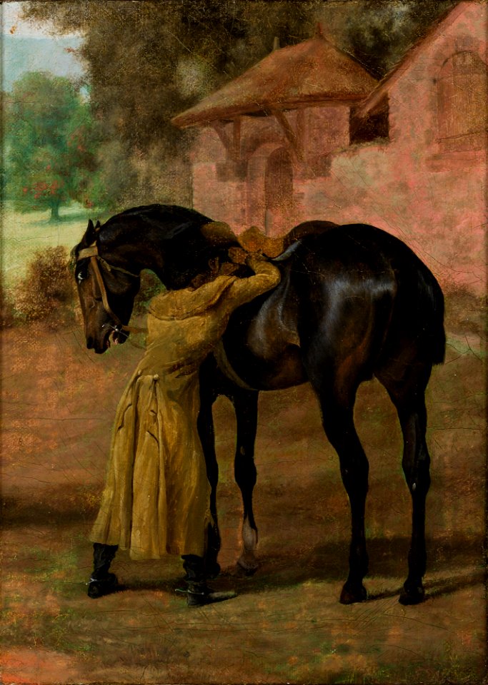 Henryk Zabiełło - Stableman Saddling a Horse - MNK II-a-28 - National Museum Kraków