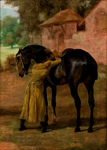 Henryk Zabiełło - Stableman Saddling a Horse - MNK II-a-28 - National Museum Kraków