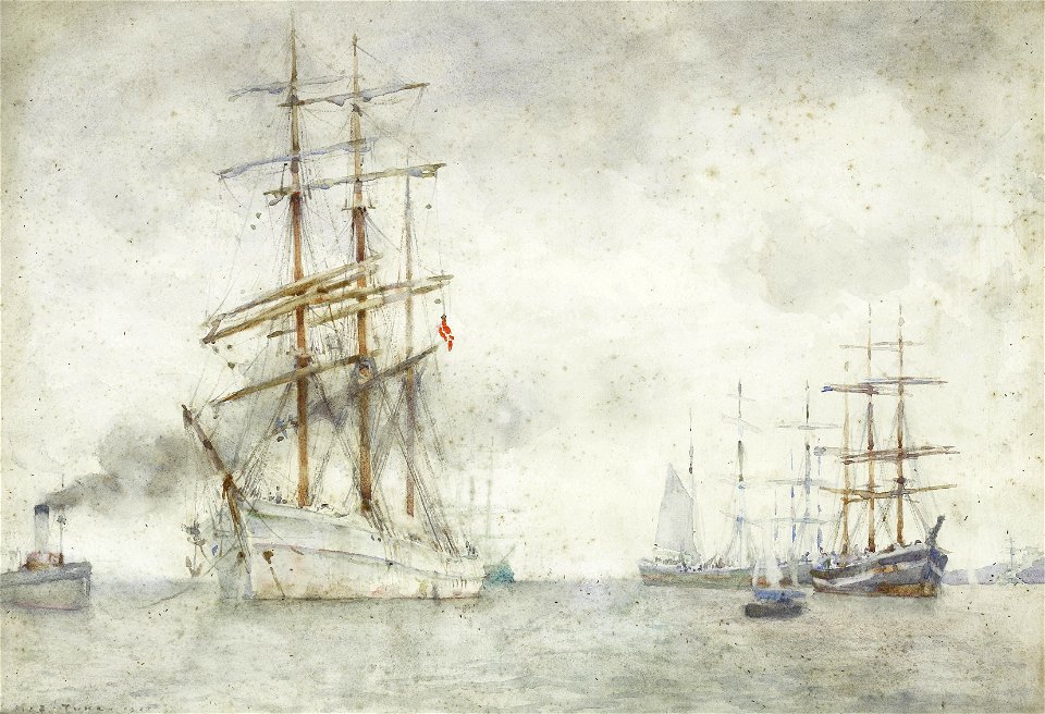 Henry Scott Tuke - A Norwegian windjammer in Falmouth Roads