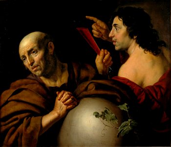 Heraclitus and Democritus by Jan van Bijlert Centraal Museum 2550. Free illustration for personal and commercial use.