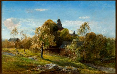 Henryk Grabiński - Landscape with a church hidden behind the trees - MP 3068 MNW - National Museum in Warsaw