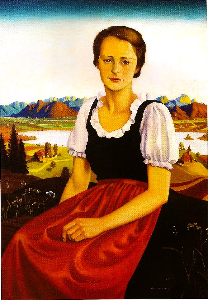 Herbert von Reyl-Hanisch - Mädchenbildnis vor Alpenlandschaft ca1935