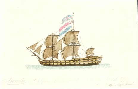 Hercules 64 guns off Lowestoft Monday 16 Oct 1797 (after Camperdown) RMG PU6045