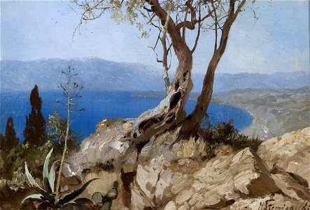 Henryk Siemiradzki - Lake view with rocky edge (Harbour view with rocky edge) - MP 2051 - National Museum in Warsaw