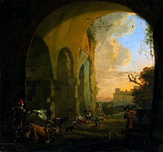 Herders met vee onder een gewelf van het Colosseum te Rome. Rijksmuseum SK-A-2314