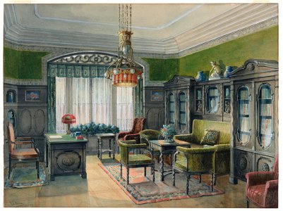 Drawing, Library or Office Interior, ca. 1915 (CH 18708223)