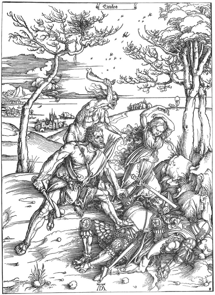Herkules (ca 1496), träsnitt av Albrecht Dürer