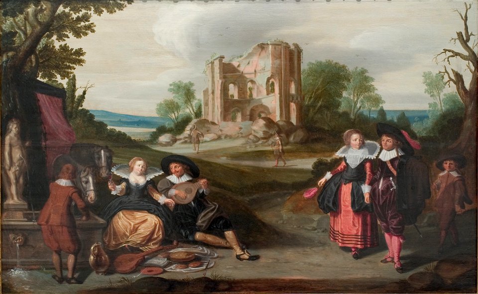 Herman Doncker - Elegant gezelschap in landschap met ruïnes - 4680 - Rijksmuseum Twenthe