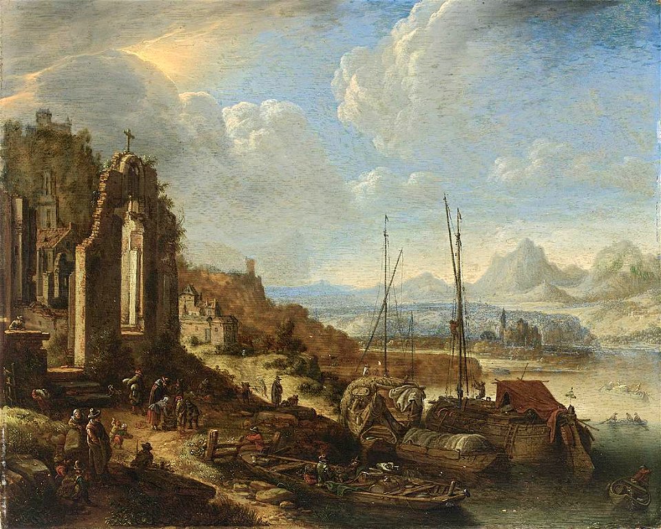 Herman Saftleven - Rhenish River Landscape Capriccio - WGA20648
