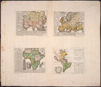 Hensel Polyglot, Maps of the Continents 1741 Cornell CUL PJM 1022 01. Free illustration for personal and commercial use.