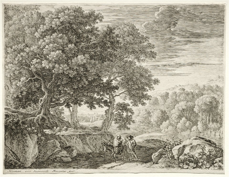 Herman van Swanevelt (Dutch, c. 1600-1655) - The Flight into Egypt, The Holy Family - 1943.625.1 - Cleveland Museum of Art