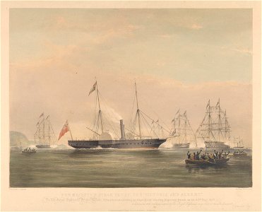 Her Majesty's Steam Yacht, The Victoria and Albert - entering Plymouth Sound, on the 30th Augst 1843 - dedicated - by - Edmund Fry RMG PY8664