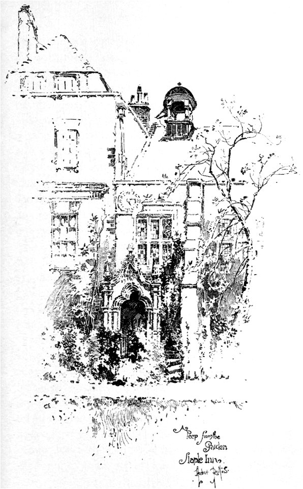 Herbert Railton - A Peep from the Garden, Staple Inn (curved)