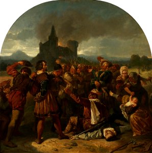 Hermann Eichler - Episode aus dem deutschen Bauernkrieg (Graf Helfenstein am Fuße seiner brennenden Burg, von Bauern verhöhnt) - 60 - Österreichische Galerie Belvedere