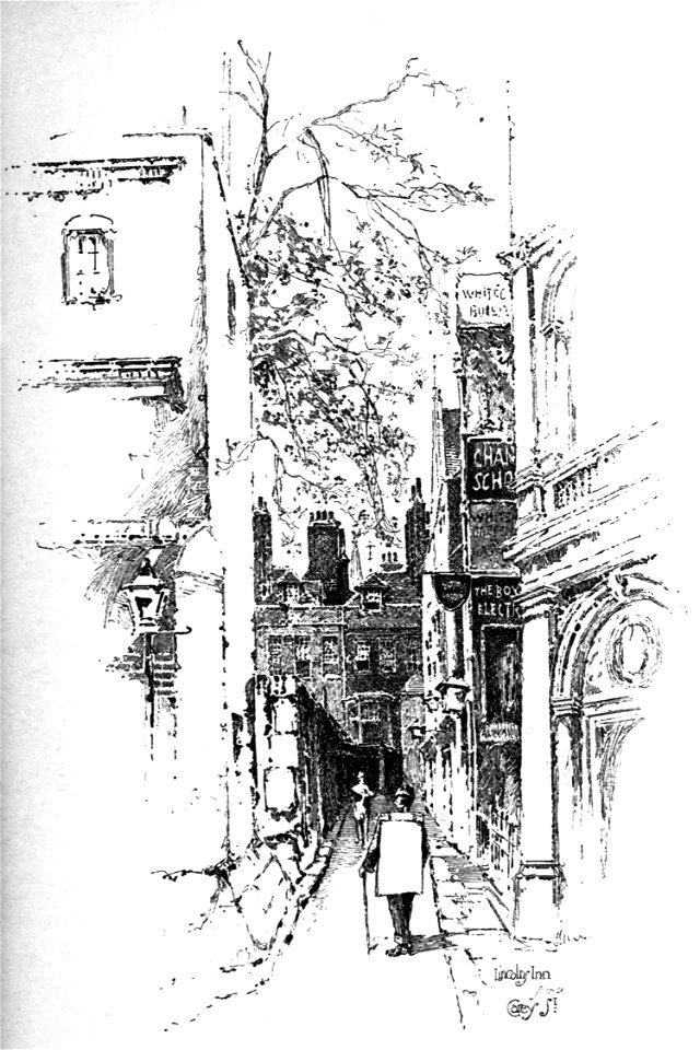 Herbert Railton - Lincoln's Inn from Carey Street (modified)