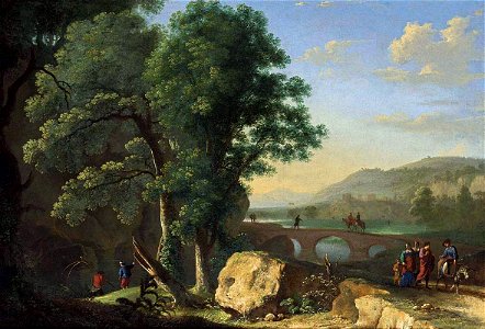 Herman van Swanevelt - Italianate Landscape - WGA21994. Free illustration for personal and commercial use.