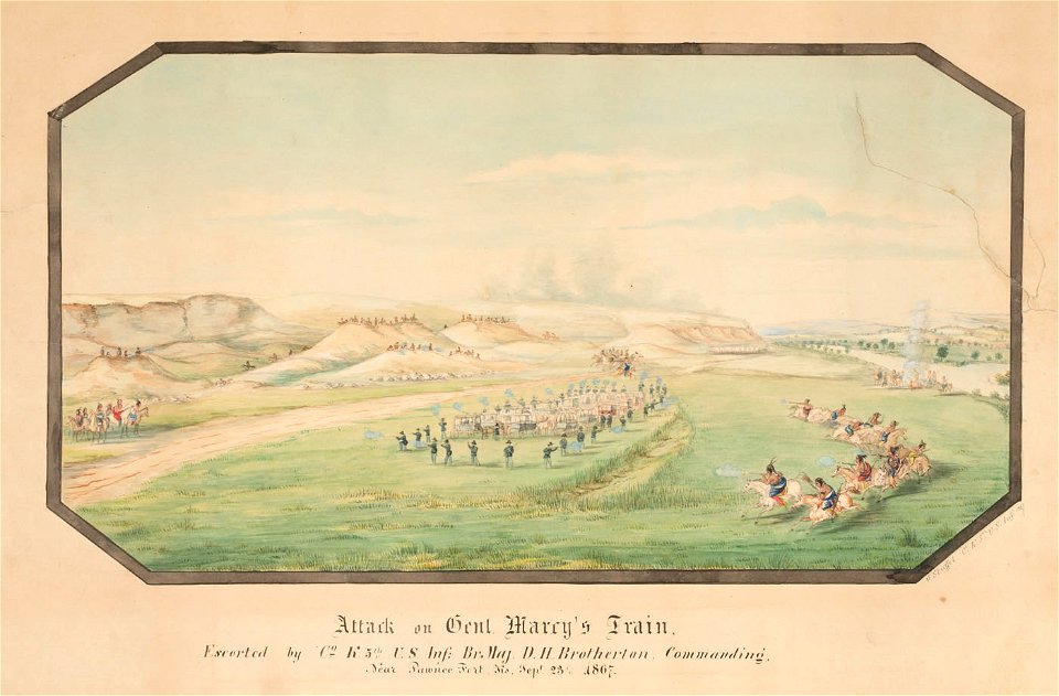 Hermann Stieffel - Attack on General Marcy's Train - 1985.66.384,185 - Smithsonian American Art Museum