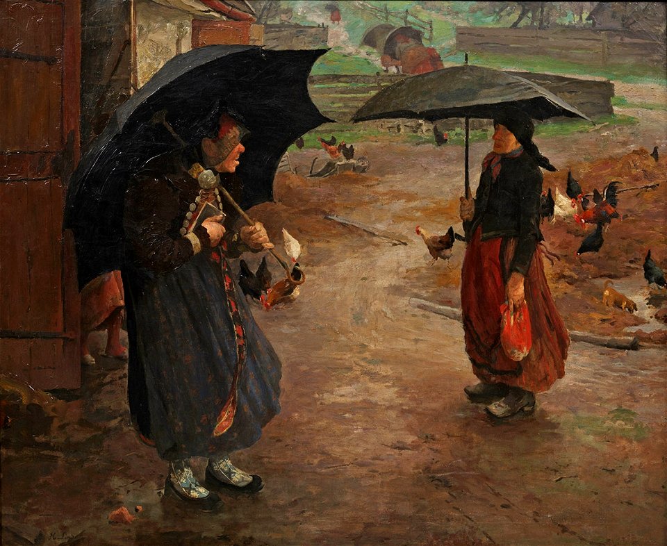 Hermann Linde Dachauer Bäuerin beim Kirchgang