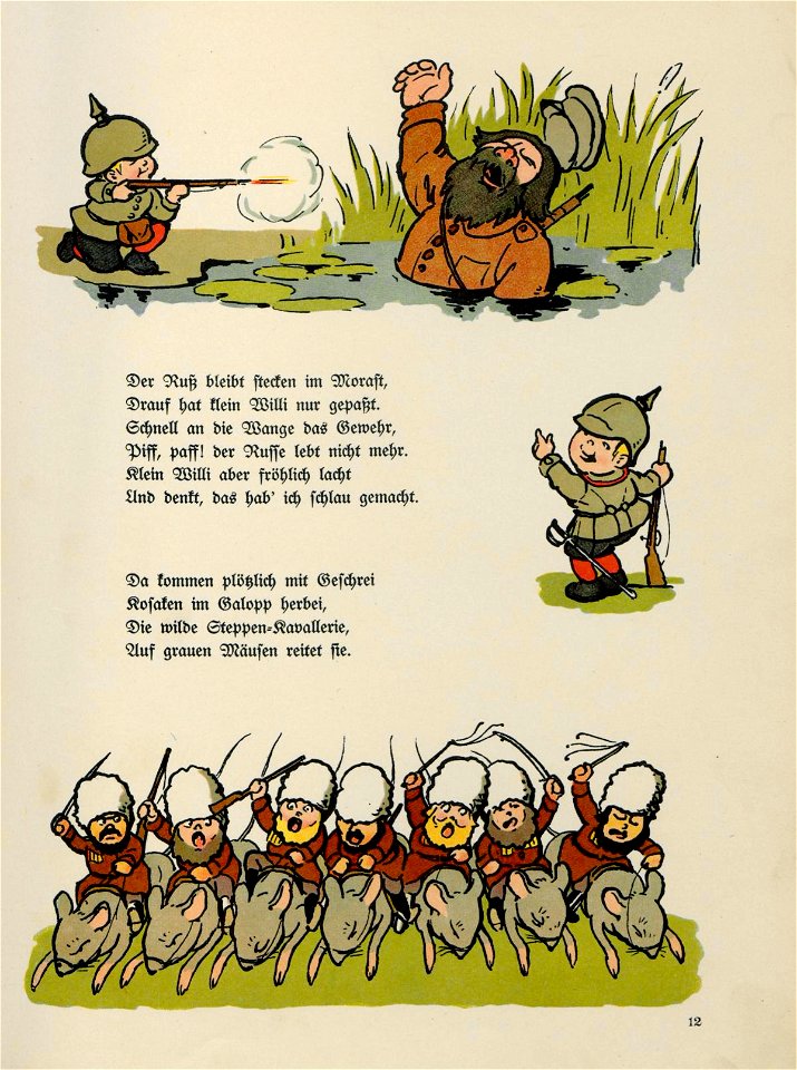 Herbert Rikli (1880-1939) - Hurra! Ein Kriegs-Bilderbuch - Stuttgart Loewes Verlag 1915 - WW1 German war propaganda 13