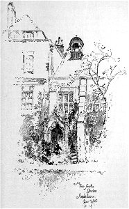Herbert Railton - A Peep from the Garden, Staple Inn