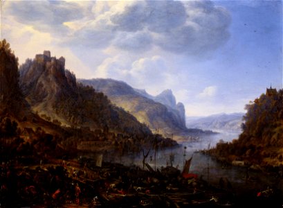 Herman Saftleven d. J. - Rheinlandschaft mit Landungsplatz - GG 653 - Kunsthistorisches Museum