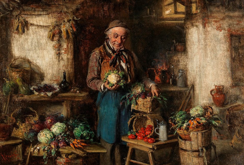 Hermann Kern Der Gemüsehändler 48x69cm