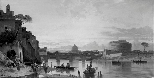 Hermann Corrodi - Blick auf den Tiber in Rom bei Abendstimmung - 12938 - Bavarian State Painting Collections