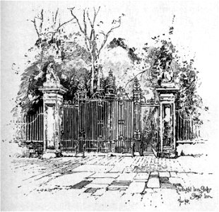 Herbert Railton - Wrought Iron Gates, Gray's Inn. Free illustration for personal and commercial use.