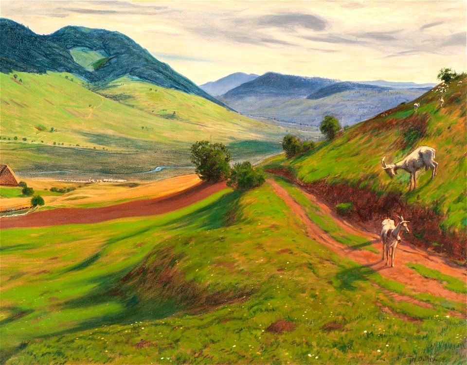 Hermann Osthoff Sommerliche Berglandschaft mit Ziegen 1904