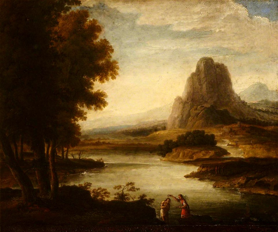 Herman van Swanevelt (c.1600-1665) - Landscape with the Baptism of Christ - 631061 - National Trust
