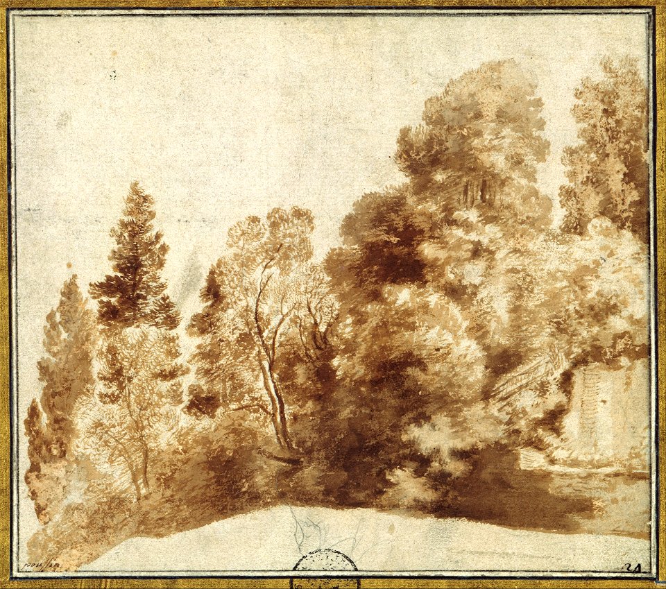 Herman van Swanevelt - Group of Trees at a Wall - Google Art Project