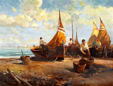 Hermann Schmidtmann Fischersleute am Strand