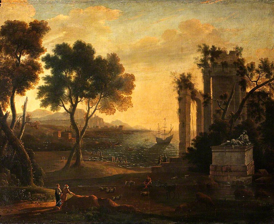 Herman van Swanevelt (c.1600-1665) (style of) - A Ruined Temple at Sunset - 608979 - National Trust