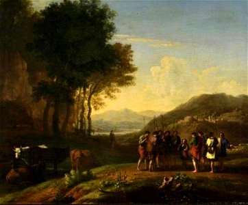 Herman van Swanevelt - Landschap met Jozef bij zijn broers in het veld (Genesis 37-28) - 202 - Fitzwilliam Museum