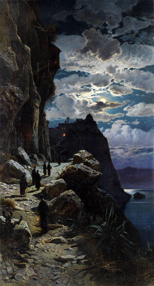 Hermann Corrodi Gang der Mönche zum Bergkloster Athos