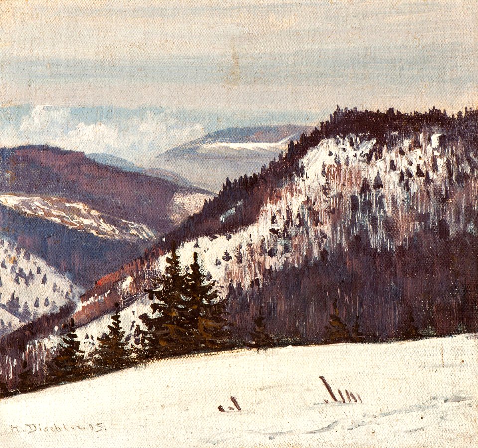 Hermann Dischler Kleine Schwarzwälder Winterlandschaft 1905. Free illustration for personal and commercial use.