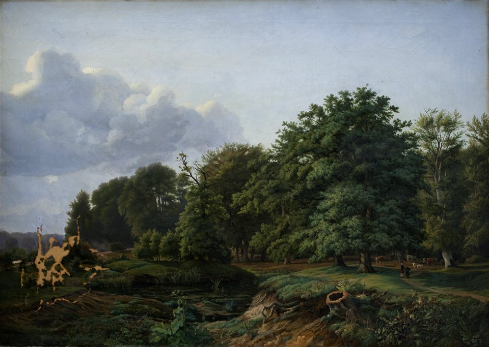 Hermann Carmiencke - A Forrest near Hellebæk in the North of Zealand. Afternoon. - KMS291 - Statens Museum for Kunst