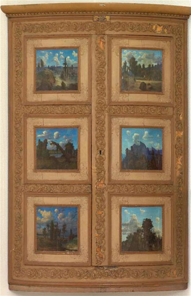 Lars Hertervig - Hjørneskap med 6 bemalte felter - Stavanger kunstmuseum - SG.0661