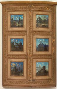 Lars Hertervig - Hjørneskap med 6 bemalte felter - Stavanger kunstmuseum - SG.0661