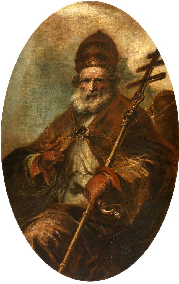 Herrera mozo San León magno Lienzo. Óvalo. 164 x 105 cm. Museo del Prado