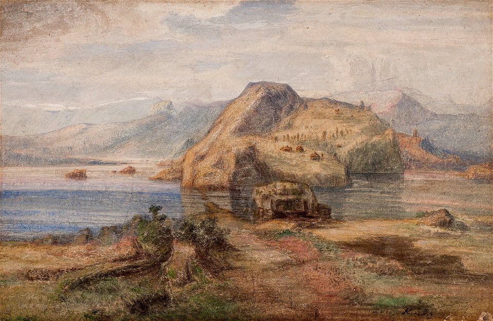 Lars Hertervig - Landskap (med vann og kolle) - Stavanger kunstmuseum - SKMS.2012.0016