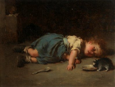 Hermann Kaulbach (circle) Girl with kitten