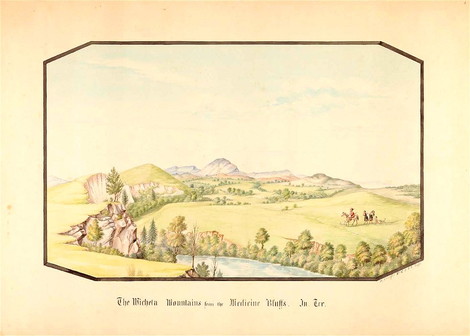 Hermann Stieffel - Wichita Mountains from Medicine Bluff, Indian Territory - 1985.66.384,188 - Smithsonian American Art Museum