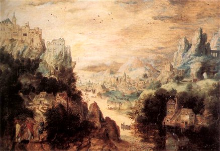 Herri met de Bles - Landscape with Christ and the Men of Emmaus - WGA02264. Free illustration for personal and commercial use.