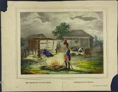 Het binnenste van een bivak-Catchpenny print-Borms 0542