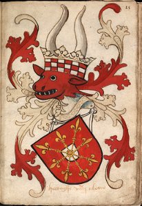 Hertoghe van Cleue - Hertog van Kleef - Duke of Cleves - Wapenboek Nassau-Vianden - KB 1900 A 016, folium 15r